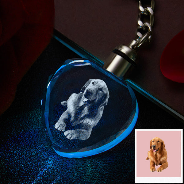 Crystal Keychain Custom Photo Pet Keepake Keyring Heart Multicolor