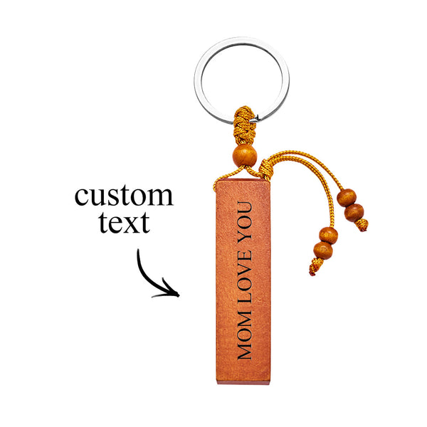 Engraved Wooden Keychain Custom Keyring Gifts for Mom